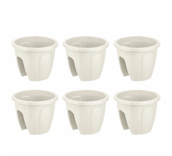 SY-5712 Opal Yuvarlak Balkon Küpeşte Saksı 7.5 Lt Kirli Beyaz 6 Adet ürün görseli 1