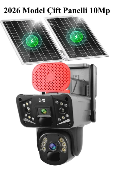 TRCharger AV-S827 E-Sim Güneş Enerjili 4G Sim Kartlı Güvenlik Kamerası Çift Panelli 10MP (5MP+5MP) 7/24 Kayıt ürün görseli 1