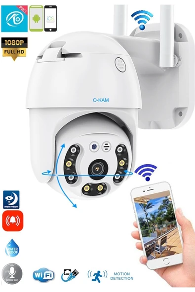 TRCharger O-Kam 3038 3MP WiFi Akıllı Güvenlik Kamerası | Gece Renkli Görüş | Hareket Takip | iki Yönlü Ses ürün görseli 1