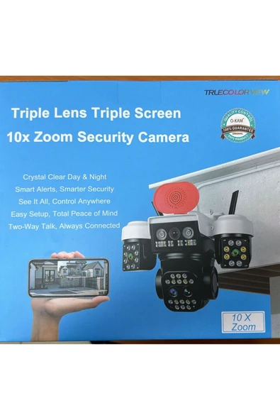 O-KAM 5012 9(3+3+3)Mp 3 Lens Wifi Kamera Köşeler Lens Siren + Çakar Led + 360 Kamera ürün görseli 1