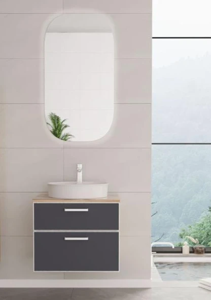 Orka Salerno 60 cm Mat Antrasit Banyo Dolabı Takımı ürün görseli 1