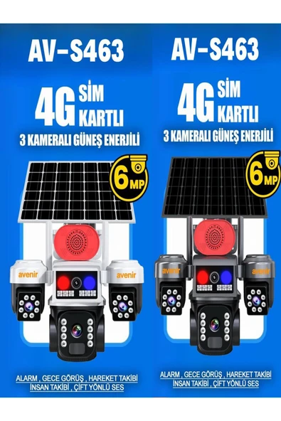 AVENİR AV-M09 3 Kameralı 4G Solar Sim Kartlı Güneş enerjili Güvenlik Kamerası ürün görseli 1