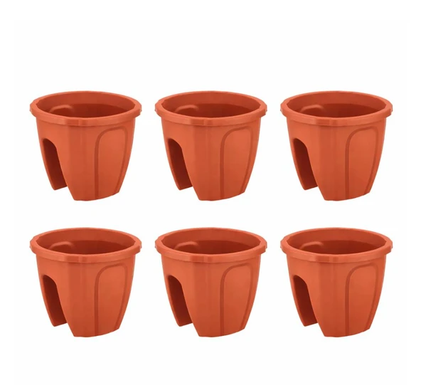 SY-5712 Opal Yuvarlak Küpeşte Balkon Saksı 7.5 Litre Kiremit 6 Adet ürün görseli 1