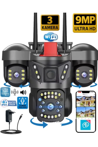O-KAM PRO OKAM Pro 5011 Kablosuz 3 Lensli Wi-Fi Güvenlik Kamerası 12v Adaptör Hediye ürün görseli 1
