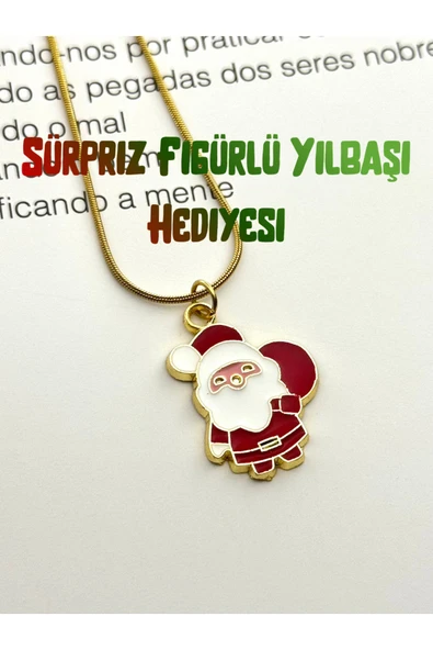 roshel Yılbaşı Temalı Çelik Kolye 45-60 CM Şemsiye Şeker Figürlü Kolye Yılbaşı Noel Hediyesi Kolye Altın ürün görseli 1