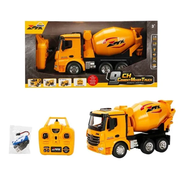 5084 SUN-RST-RC İŞ MAKİNESİ 1 18 BETON MİKSERİ FF 9CH 3 7V USB 2 4 GHZ SESLİ IŞI ürün görseli 1