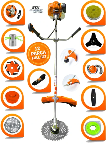 Wacker Pro German ZKR-6002 STARK Yan Tipi Benzinli Ot Çalı Çim Biçme Tırpanı+ 12 Pcs Komple Hoby Setli ürün görseli 1