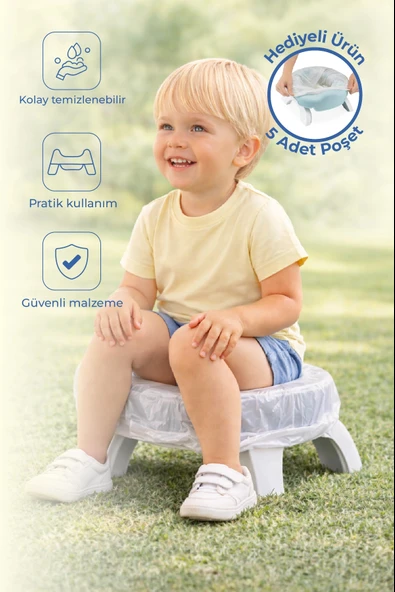 Babyjem Portatif Katlanabilir Seyahat Lazımlığı Soft Mavi + 5 Hediye Poşet ürün görseli 1