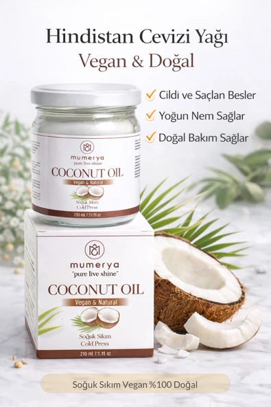 MUMERYA Coconut Oil 210 ml Soğuk Sıkım Hindistan Cevizi Yağı Doğal Cilt ve Saç Bakım Yağı ürün görseli 1