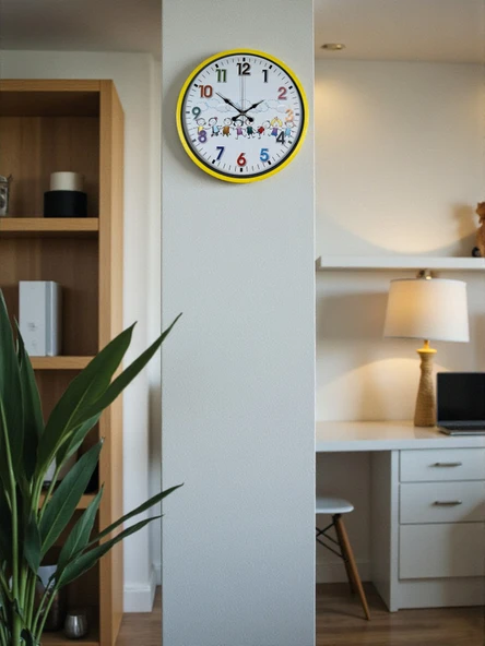Büro Ev Ofis Duvar Saati için 36CM Sarı Çocuk Odası Mekanizma ürün görseli 1