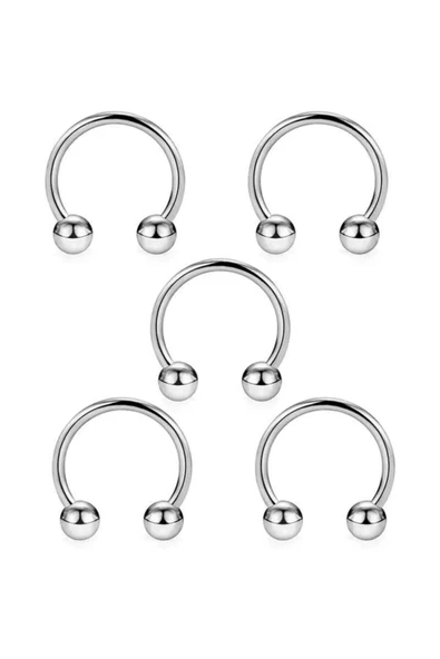 Smooth Carts 316l Cerrahi Çelik Gümüş 5li Set Septum Piercing Gümüş ürün görseli 1