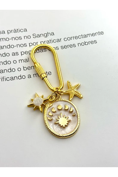 roshel Charm Anahtarlık Mineli Antik Deniz Yıldızı Güneş Çanta Charm Charm Anahtarlık Altın ürün görseli 1
