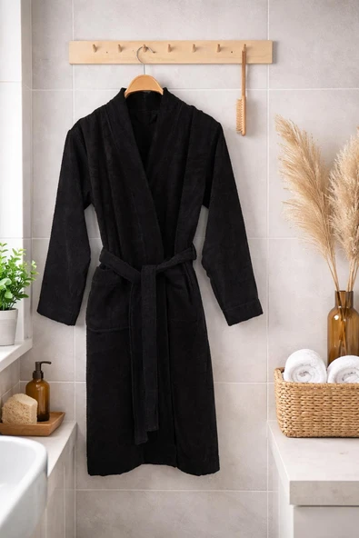 Pamuklu Yetişkin Unisex Kimono Cepli Bornoz Baveno ürün görseli 1