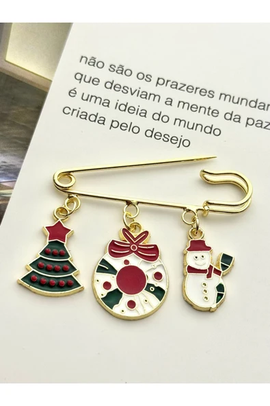 roshel Yılbaşı Temalı Broş İskoç İğnesi Noel Temalı İğne Çengelli İğne Yılbaşı Ağacı Kapı Süsü Kardan Adam Altın ürün görseli 1