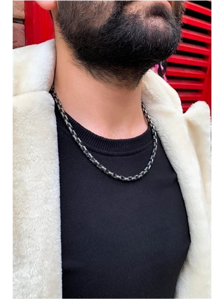 Erkek Gümüş Renk Kalınlık 5 mm Çelik Kral Zincir ürün görseli 1