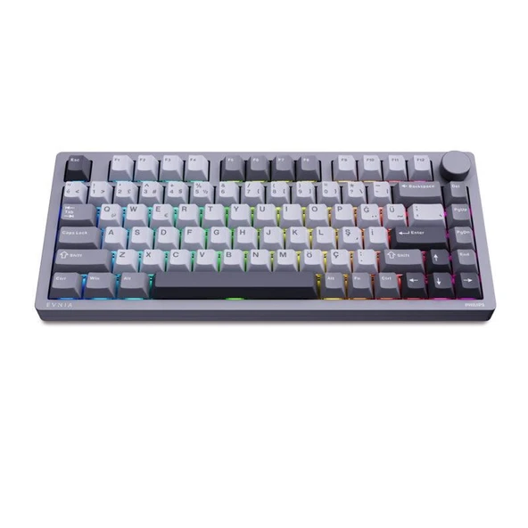 Philips Evnia SPK8618DTRH HotSwap Makrolu 3 Modlu Metal Gaming Oyuncu Klavyesi Gri ürün görseli 1