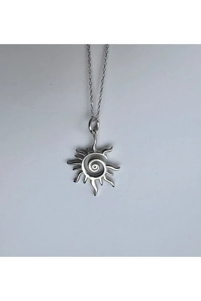 roshel Çelik Spiral Güneş Kolye 45 CM Gümüş ürün görseli 1