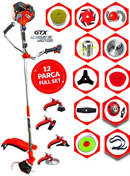 Wacker Pro German WKZ-4000 G-TEC Yan Tipi Benzinli Ot Çalı Çim Biçme Tırpanı+ 12 Pcs Komple Arazi Setli ürün görseli 1