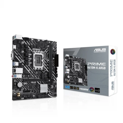 ASUS PRIME H610M-K ARGB, 2xDDR5, M.2,D-SUB, HDMI,12-13.14.Nesil, LGA1700 Soket, Anakart ürün görseli 1