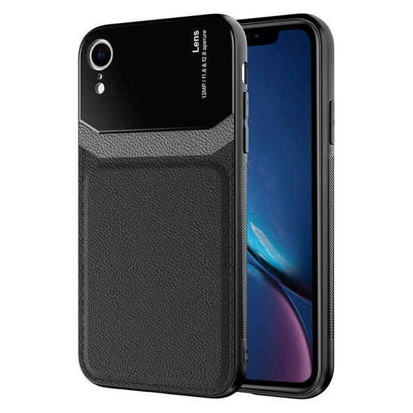 iPhone XR 6.1 Kılıf Deri Görünümlü Tasarım Sert Arka Kapak ürün görseli 1