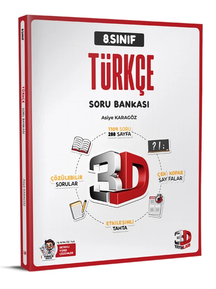 8.Sınıf türkçe 3d soru bankası 2025-2026 yeni basım 8. Sınıf Türkçe Soru Bankası ürün görseli 1