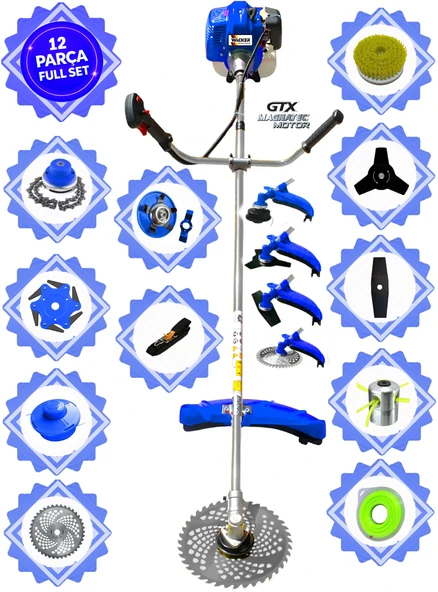 Wacker Pro German WKR-7700 Hero Yan Tipi Benzinli Ot Çalı Çim Biçme Tırpanı+ 12 Pcs Komple Tam Setli ürün görseli 1