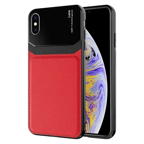 iPhone XS 5.8 Kılıf Deri Görünümlü Tasarım Sert Arka Kapak ürün görseli 1