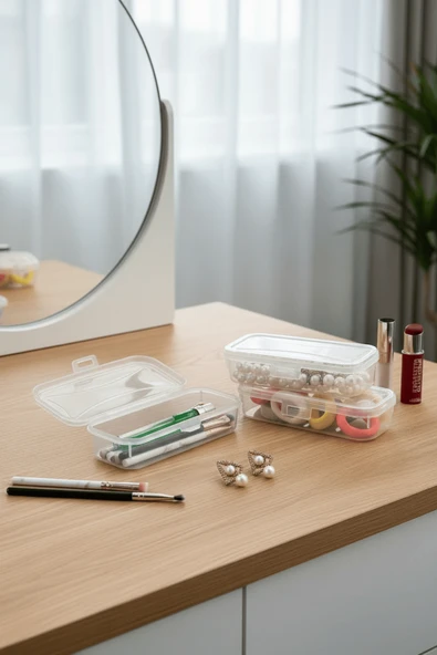 Mini Şeffaf 3 Adet Takı Toka Aksesuar Makyaj Seyahat Plastik Saklama Kutusu MIT1320 ürün görseli 1