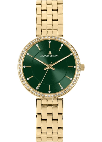 Jacques Lemans Milano 1-2212G Quartz Çelik Altın Rengi Yeşil Kadran 32 mm Kadın Kol Saati ürün görseli 1