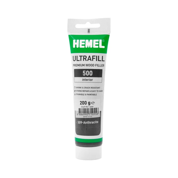 Hemel Ultrafill Premium İç Mekan Ahşap Tamir Macunu Su Bazlı Antrasit 200 gr ürün görseli 1