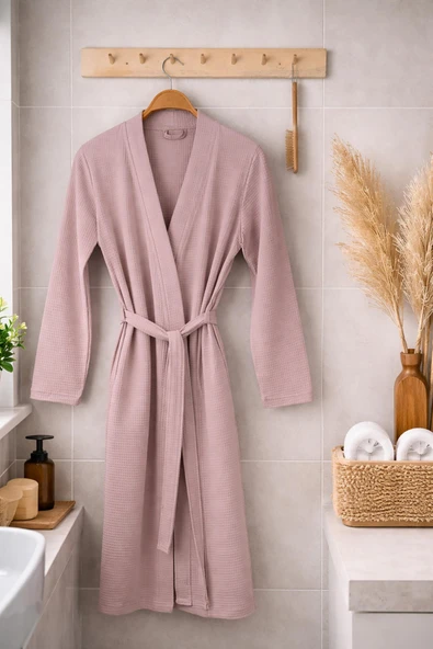 Pamuklu Kadın Waffle Desen Pike Kimono Bornoz Baveno ürün görseli 1