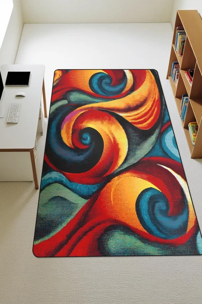 Modern Dijital Baskı Kaymaz Taban Çocuk ve Genç Odası Halısı H0232 RENKLİ 140 X 200 ürün görseli 1