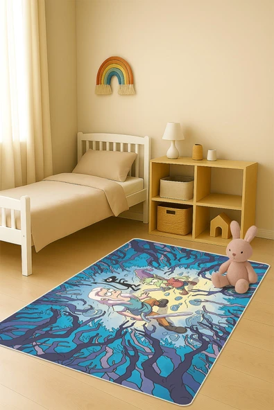 Modern Dijital Baskı Kaymaz Taban Çocuk ve Genç Odası Halısı H0546 RENKLİ 140 X 200 ürün görseli 1