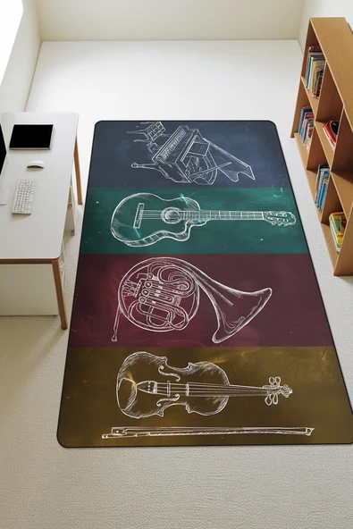 Modern Dijital Baskı Kaymaz Taban Çocuk ve Genç Odası Halısı H0260 RENKLİ 80 X 300 ürün görseli 1