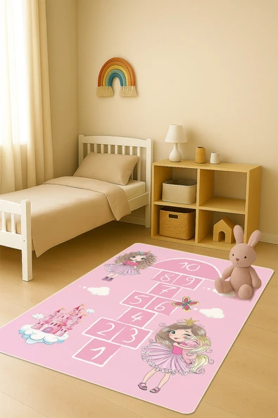 Modern Dijital Baskı Kaymaz Taban Çocuk ve Genç Odası Halısı H0693 RENKLİ 200 X 300 ürün görseli 1