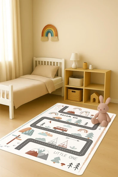 Modern Dijital Baskı Kaymaz Taban Çocuk ve Genç Odası Halısı H0725 RENKLİ 80 X 200 ürün görseli 1