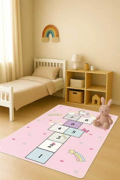 Modern Dijital Baskı Kaymaz Taban Çocuk ve Genç Odası Halısı H0684 RENKLİ 80 X 200 ürün görseli 1