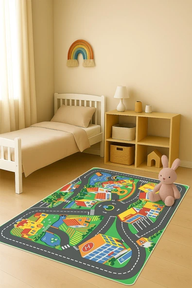 Modern Dijital Baskı Kaymaz Taban Çocuk ve Genç Odası Halısı H0722 RENKLİ 160 X 230 ürün görseli 1