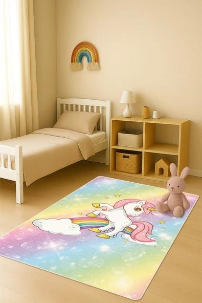 Modern Dijital Baskı Kaymaz Taban Çocuk ve Genç Odası Halısı H0680 RENKLİ 80 X 200 ürün görseli 1