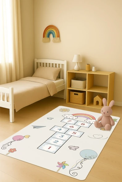 Modern Dijital Baskı Kaymaz Taban Çocuk ve Genç Odası Halısı H0685 RENKLİ 180 X 280 ürün görseli 1