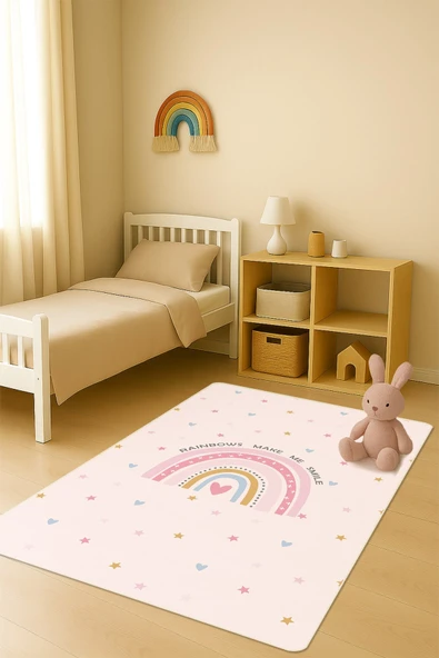 Modern Dijital Baskı Kaymaz Taban Çocuk ve Genç Odası Halısı H0784 RENKLİ 140 X 200 ürün görseli 1