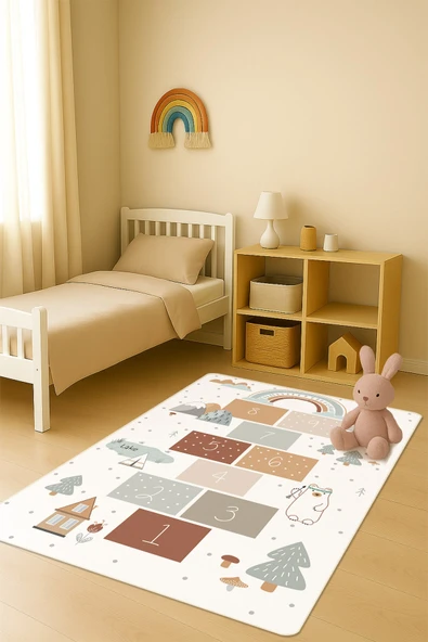 Modern Dijital Baskı Kaymaz Taban Çocuk ve Genç Odası Halısı H0686 RENKLİ 100 X 300 ürün görseli 1