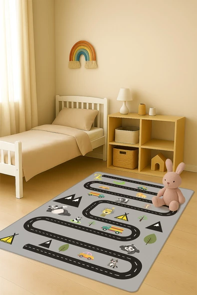 Modern Dijital Baskı Kaymaz Taban Çocuk ve Genç Odası Halısı H0710 RENKLİ 140 X 200 ürün görseli 1