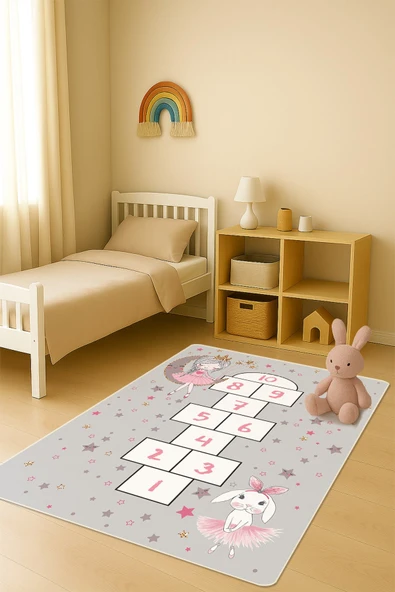 Modern Dijital Baskı Kaymaz Taban Çocuk ve Genç Odası Halısı H0692 RENKLİ 80 X 150 ürün görseli 1