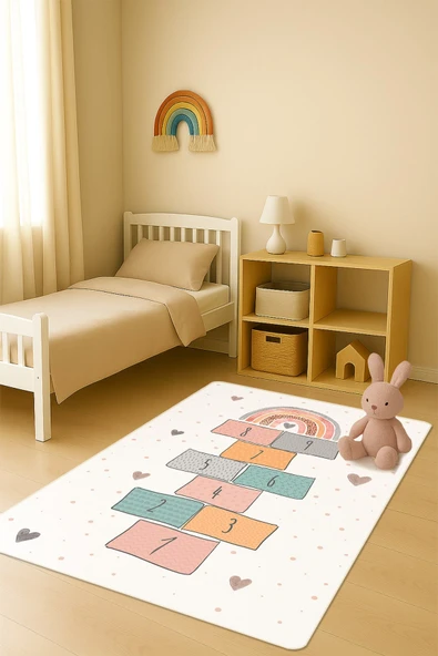 Modern Dijital Baskı Kaymaz Taban Çocuk ve Genç Odası Halısı H0706 RENKLİ 180 X 280 ürün görseli 1