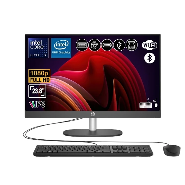 HP ProOne 240 G10 D36C6ET ATL6 Ultra 7 155U 16GB 1TB SSD FDos 23.8" Full HD All in One Bilgisayar ürün görseli 1