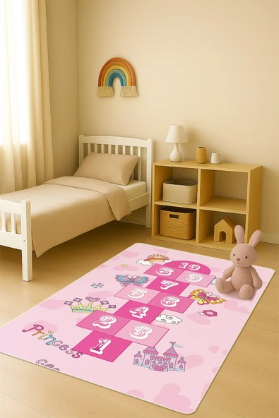 Modern Dijital Baskı Kaymaz Taban Çocuk ve Genç Odası Halısı H0691 RENKLİ 140 X 200 ürün görseli 1