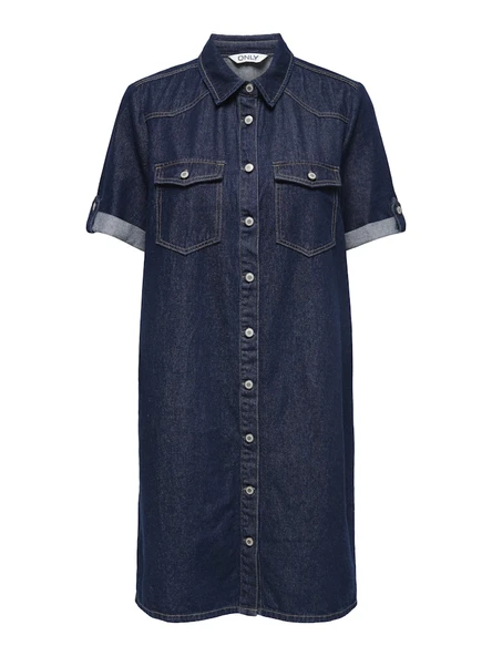 Only   ONLLISA S/S DNM DRESS GUA NOOS Kadın Mavi Elbise - 15353176 ürün görseli 1