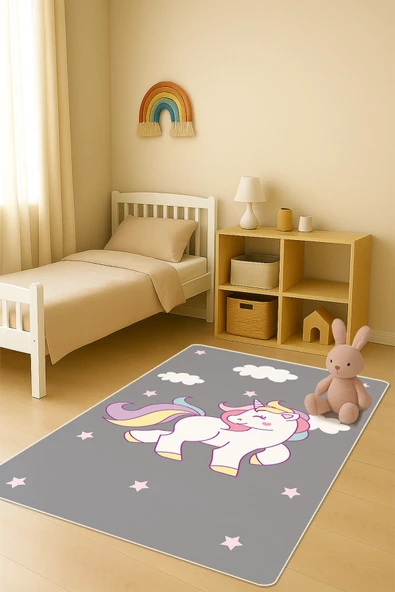 Modern Dijital Baskı Kaymaz Taban Çocuk ve Genç Odası Halısı H0777 RENKLİ 80 X 200 ürün görseli 1