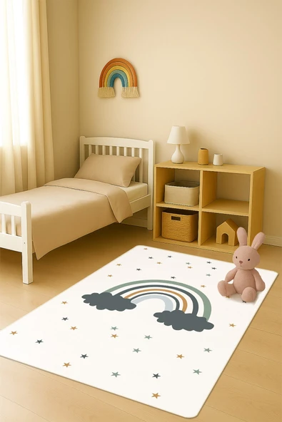 Modern Dijital Baskı Kaymaz Taban Çocuk ve Genç Odası Halısı H0780 RENKLİ 100 X 200 ürün görseli 1
